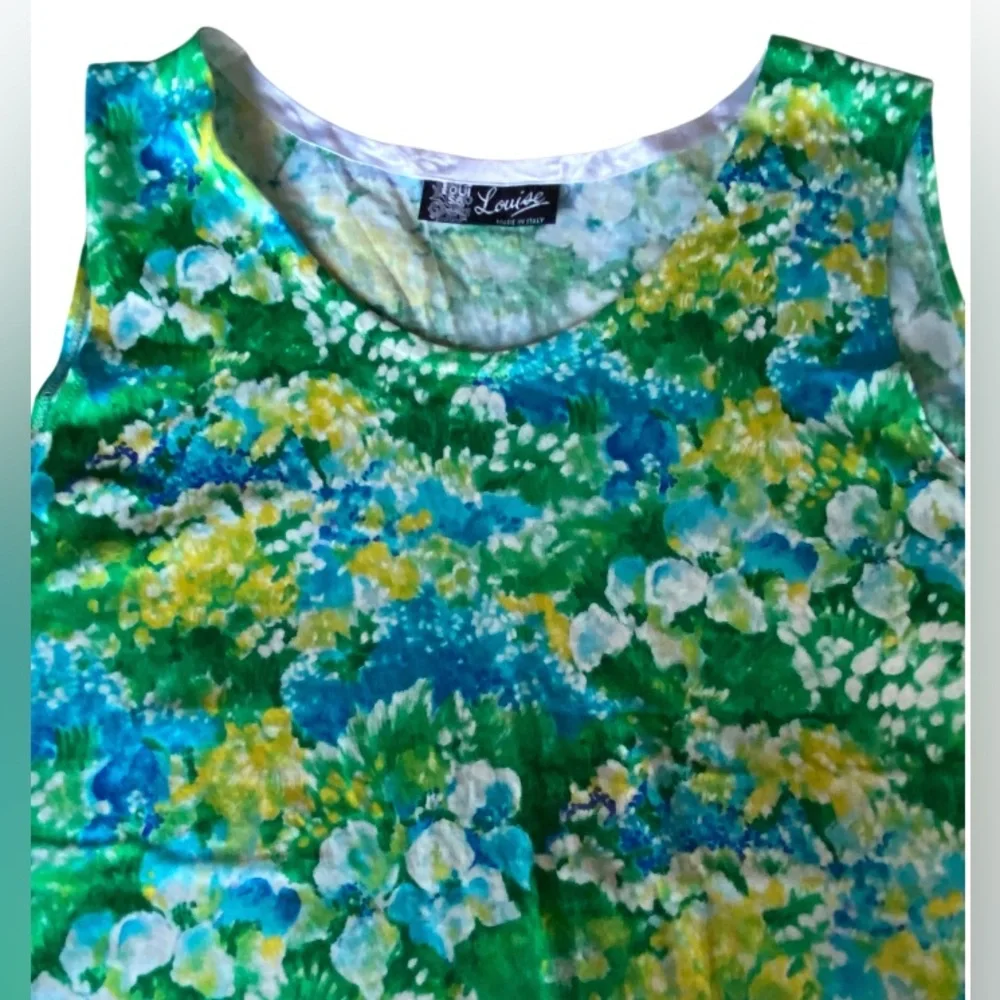 LOUISE Positano Italy Made NEW Cotton Art Wear Floral Tank Top Size L